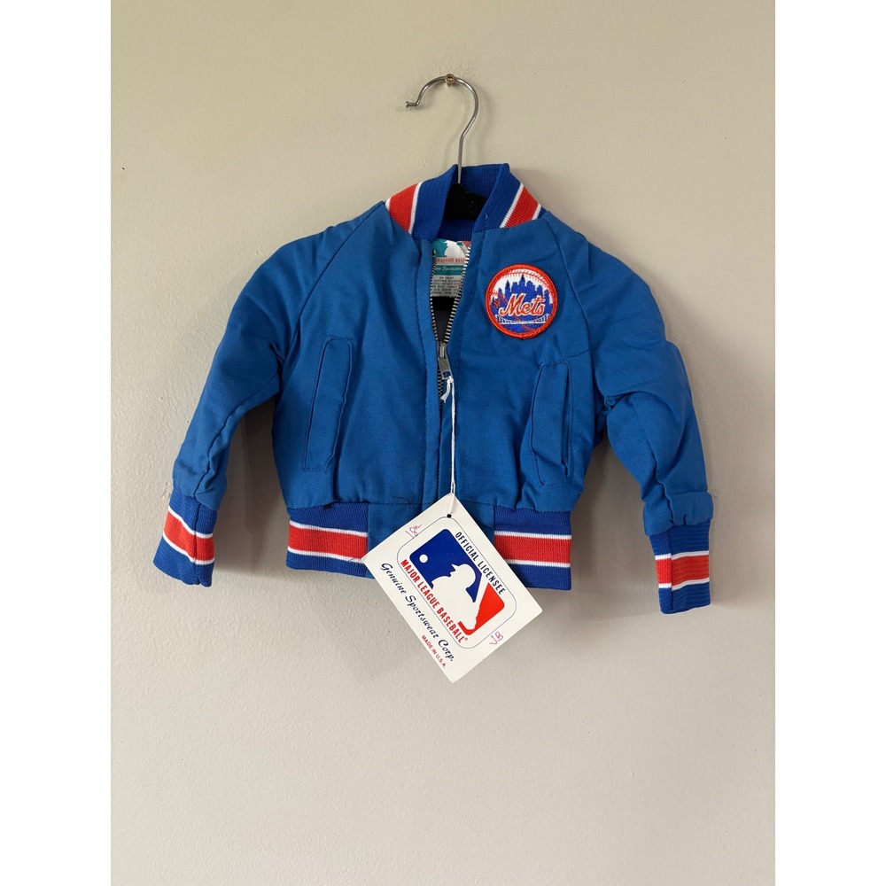 Vintage NY Mets Youth Bomber Jacket Blue Genuine Sportswear MLB Size 18M NWT USA